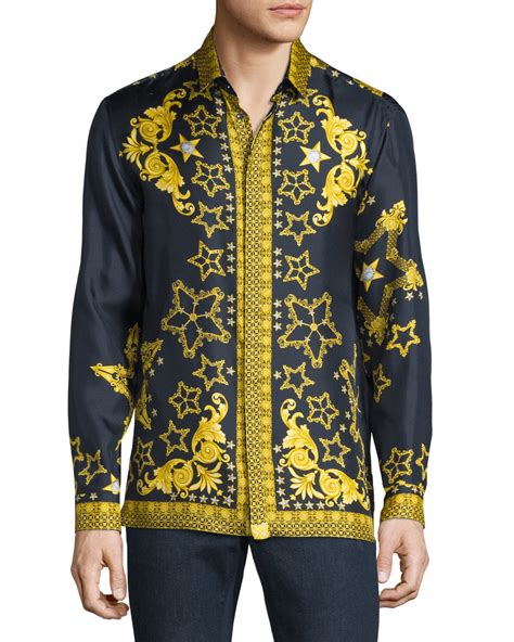 versace men shirt price|Versace long sleeve shirt men.